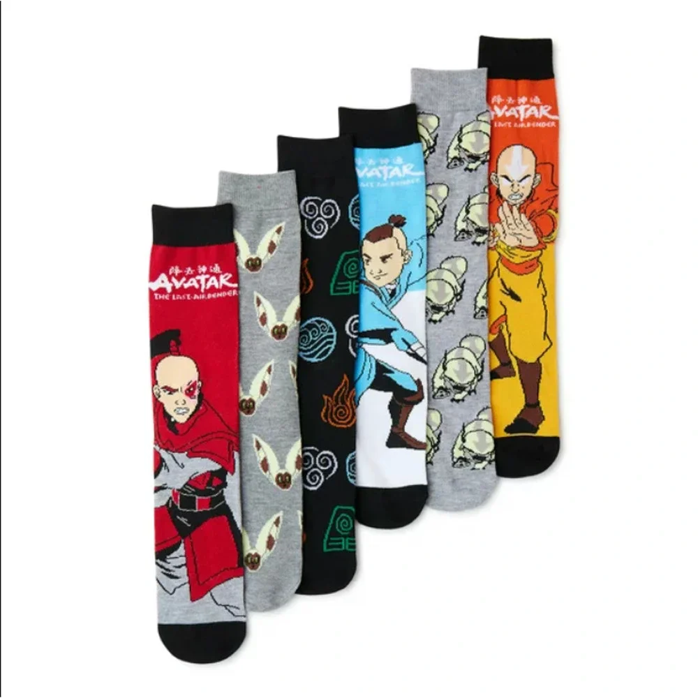 Avatar The Last Airbender Casual Crew Socks-6 Pairs